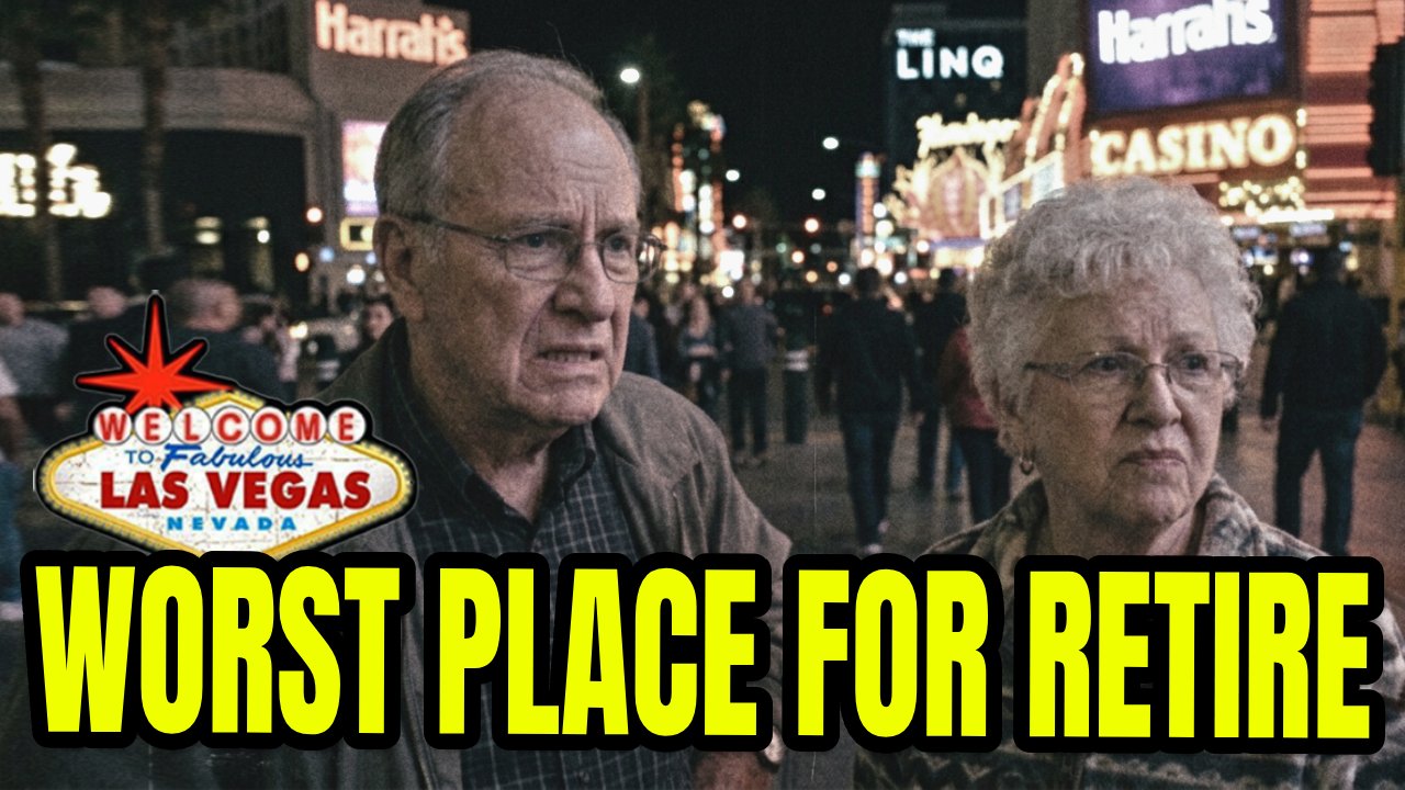 Las Vegas buildings appear beside a graphic about Nevada's healthcare ranking and retirement medical access.
