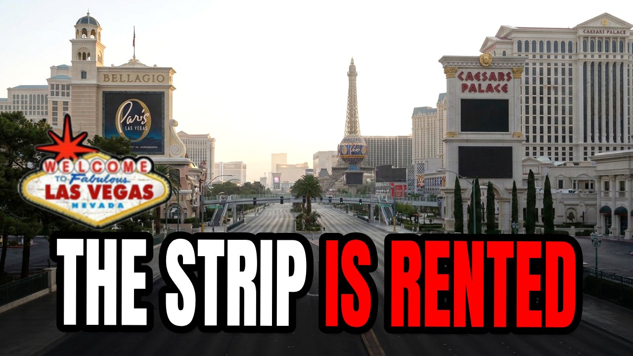 The Las Vegas Strip at night, showing casino resorts whose buildings are owned by real estate companies while operators run the gaming businesses.